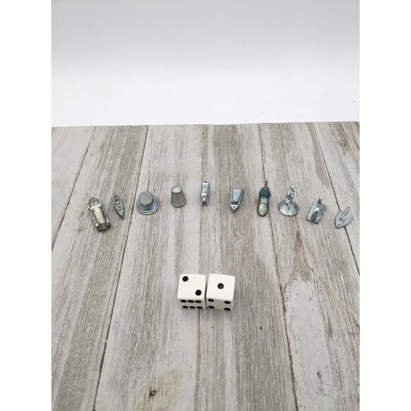 Vintage 1973 Monopoly Game Replacement Tokens Pieces Movers Set of 10 And Dice - Picture 1 of 4